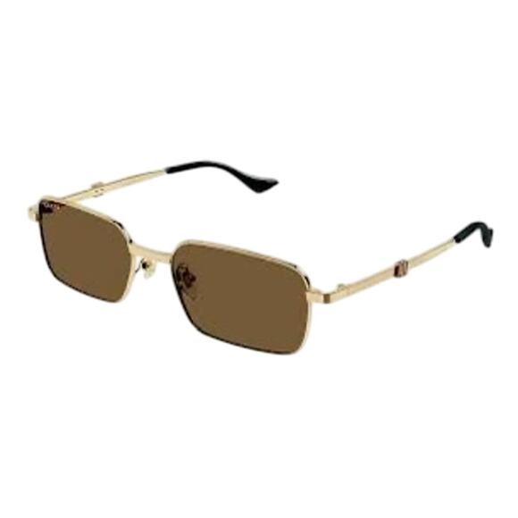 Gucci NWT GG1495S Running Web Rectangular Sunglasses in Gold - Picture 1 of 13